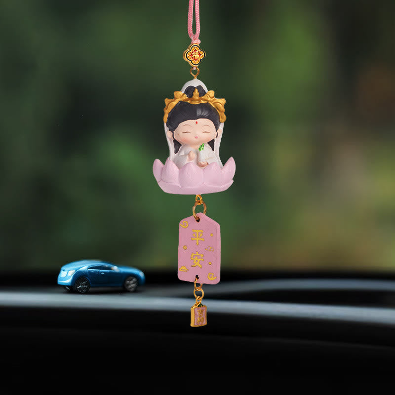 Mythstone Lotus Avalokitesvara Buddha Fu Character Wealth Car Hanging Decoration