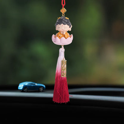 Mythstone Lotus Avalokitesvara Buddha Fu Character Wealth Car Hanging Decoration