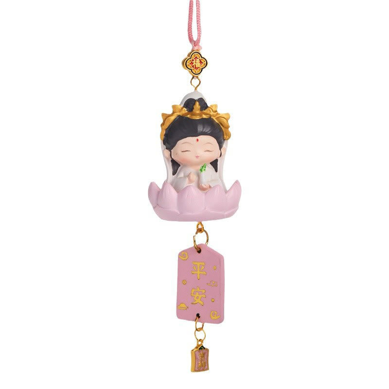 Mythstone Lotus Avalokitesvara Buddha Fu Character Wealth Car Hanging Decoration