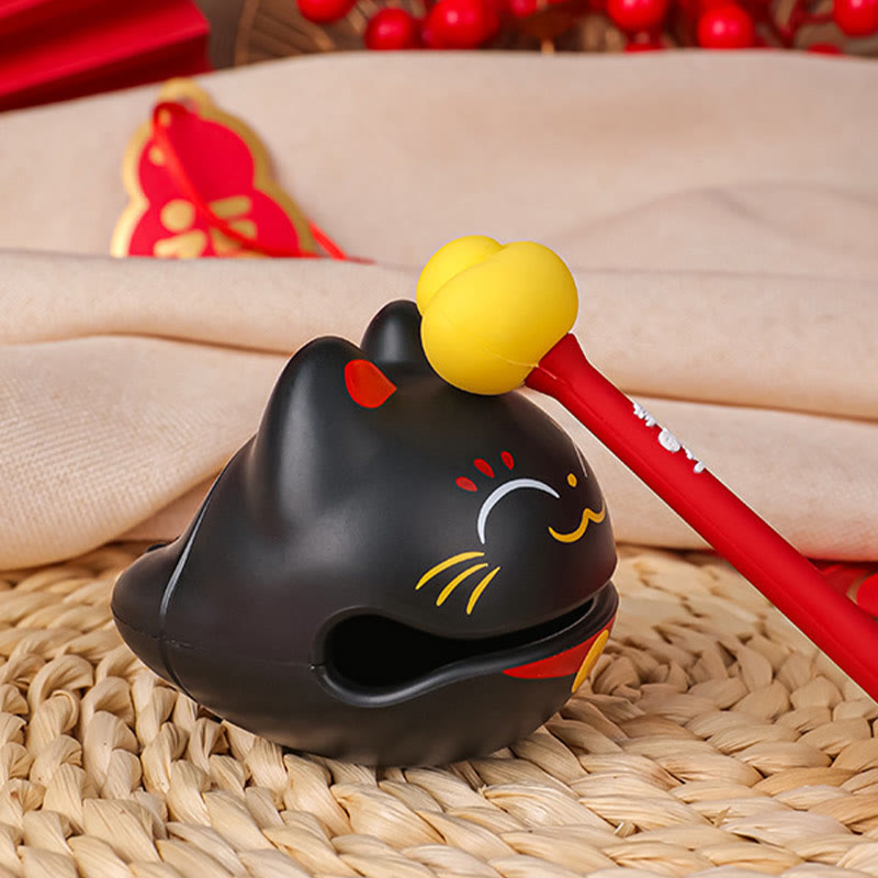 Mythstone Small Lucky Cat PiXiu Wooden Fish Wealth Percussion Instrument Home Decoration