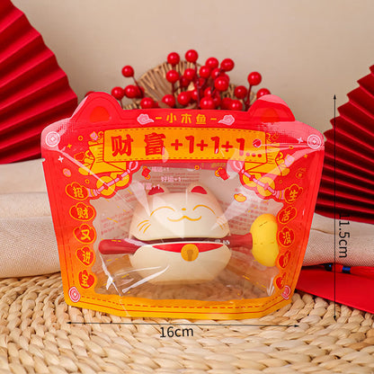 Mythstone Small Lucky Cat PiXiu Wooden Fish Wealth Percussion Instrument Home Decoration