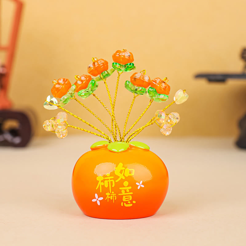 Mythstone Persimmon Peace and Safe Yellow Ingot Attract Wealth Resin Statue Harmony Home Decoration