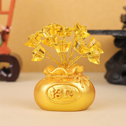 Mythstone Persimmon Peace and Safe Yellow Ingot Attract Wealth Resin Statue Harmony Home Decoration