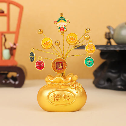 Mythstone Persimmon Peace and Safe Yellow Ingot Attract Wealth Resin Statue Harmony Home Decoration