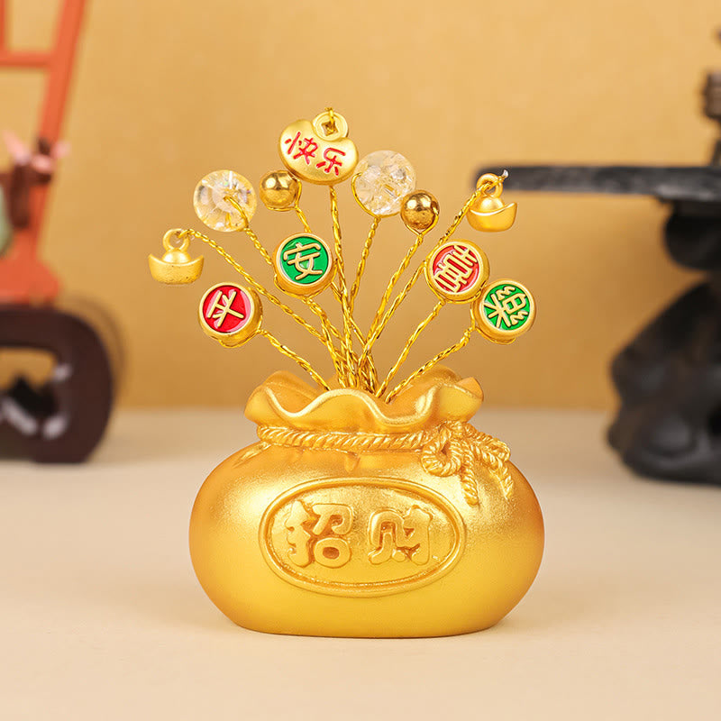 Mythstone Persimmon Peace and Safe Yellow Ingot Attract Wealth Resin Statue Harmony Home Decoration