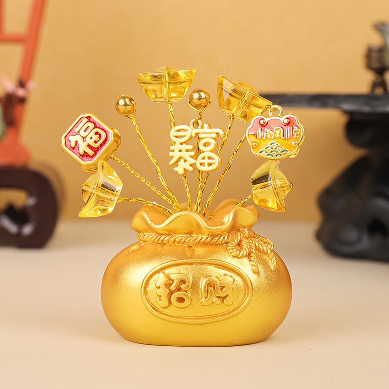 Mythstone Persimmon Peace and Safe Yellow Ingot Attract Wealth Resin Statue Harmony Home Decoration