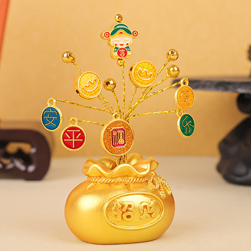 Mythstone Persimmon Peace and Safe Yellow Ingot Attract Wealth Resin Statue Harmony Home Decoration