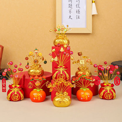 Mythstone Persimmon Peace and Safe Yellow Ingot Attract Wealth Resin Statue Harmony Home Decoration