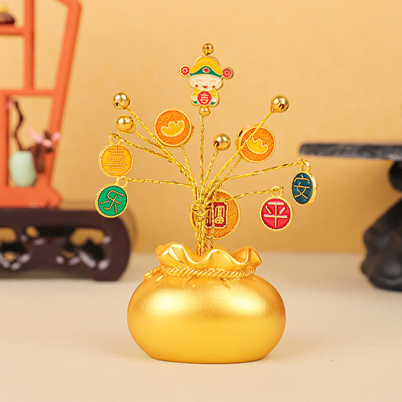 Mythstone Persimmon Peace and Safe Yellow Ingot Attract Wealth Resin Statue Harmony Home Decoration