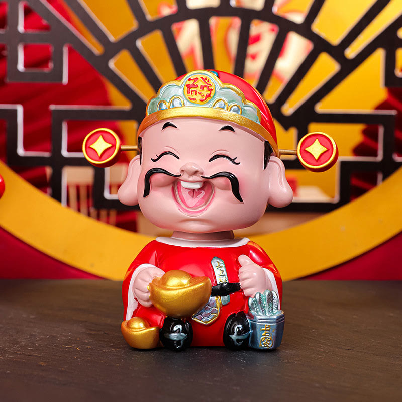 Mythstone God Of Wealth Ingot Fu Character Resin Statue Harmony Home Decoration