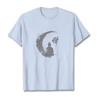 Mythstone Meditating Buddha Pattern Cotton Tee T-shirt