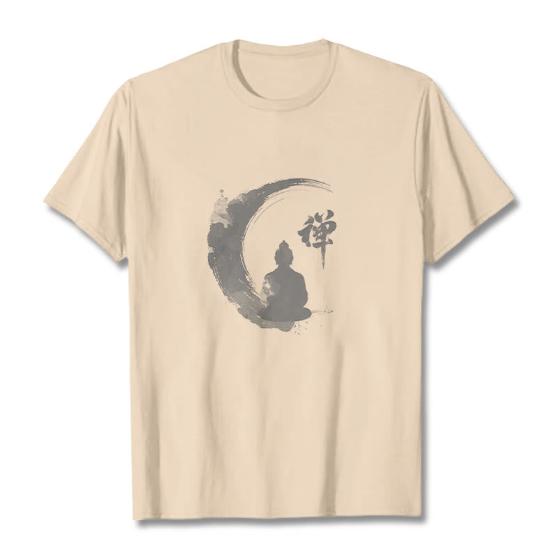 Mythstone Meditating Buddha Pattern Cotton Tee T-shirt