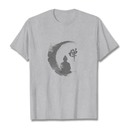 Mythstone Meditating Buddha Pattern Cotton Tee T-shirt