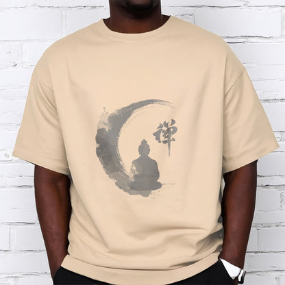 Mythstone Meditating Buddha Pattern Cotton Tee T-shirt