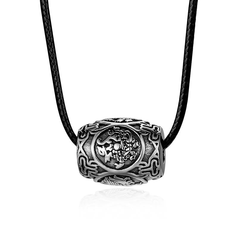 Mythstone Tibetan Om Mani Padme Hum Four Mythical Beasts Titanium Steel Wisdom Necklace Pendant