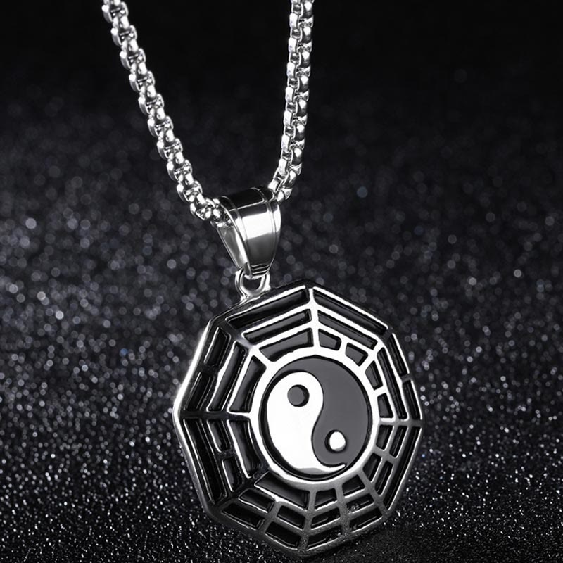 Mythstone Titanium Steel Bagua Yin Yang Pattern Balance Necklace Pendant