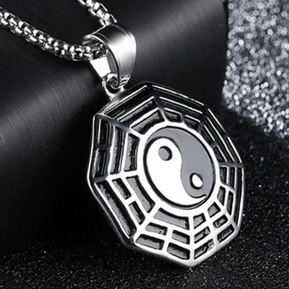 Mythstone Titanium Steel Bagua Yin Yang Pattern Balance Necklace Pendant