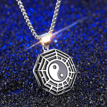 Mythstone Titanium Steel Bagua Yin Yang Pattern Balance Necklace Pendant