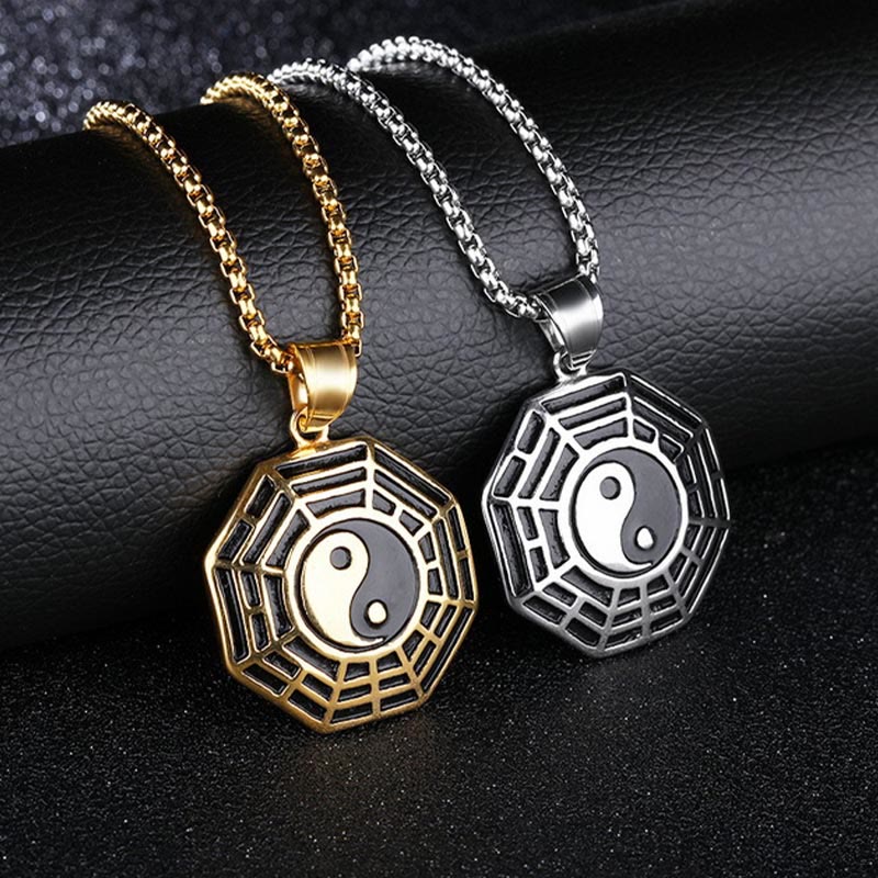 Mythstone Titanium Steel Bagua Yin Yang Pattern Balance Necklace Pendant