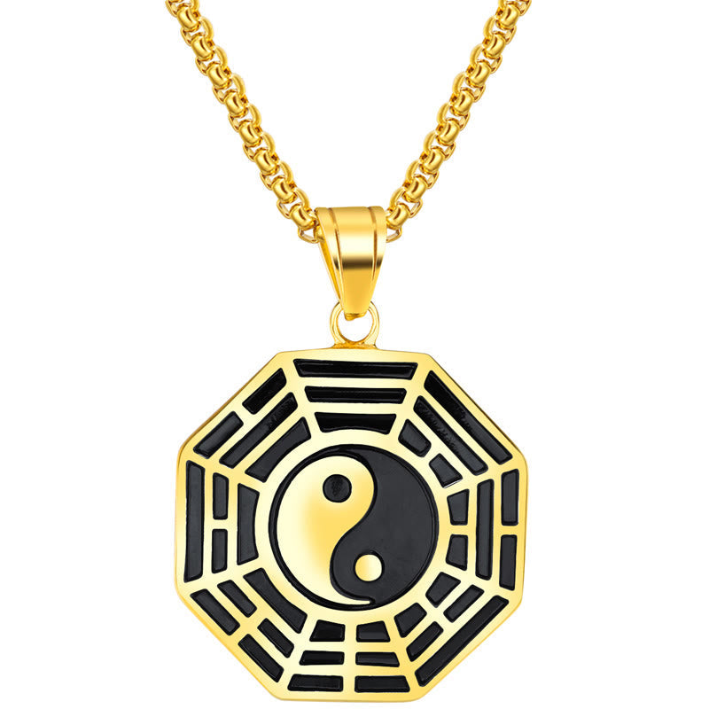 Mythstone Titanium Steel Bagua Yin Yang Pattern Balance Necklace Pendant