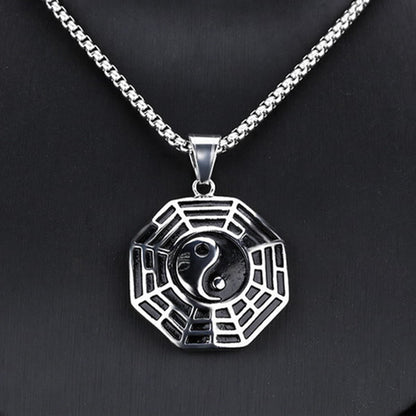 Mythstone Titanium Steel Bagua Yin Yang Pattern Balance Necklace Pendant