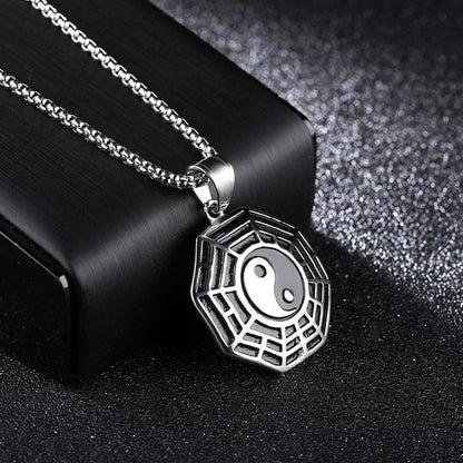 Mythstone Titanium Steel Bagua Yin Yang Pattern Balance Necklace Pendant