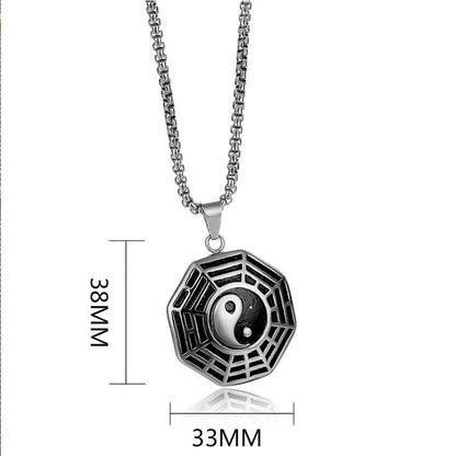 Mythstone Titanium Steel Bagua Yin Yang Pattern Balance Necklace Pendant