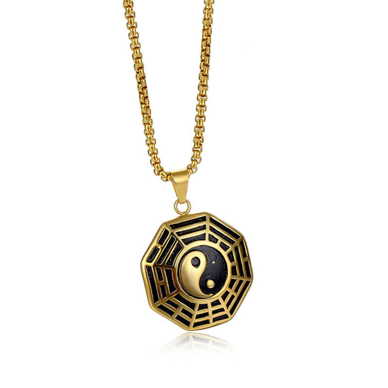 Mythstone Titanium Steel Bagua Yin Yang Pattern Balance Necklace Pendant