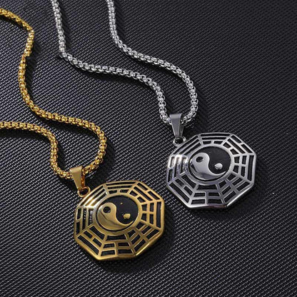 Mythstone Titanium Steel Bagua Yin Yang Pattern Balance Necklace Pendant