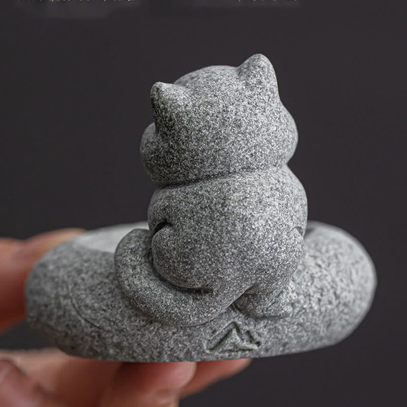 Mythstone Cute Lazy Standing Cat Healing Incense Burner Desk Decoration