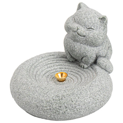 Mythstone Cute Lazy Standing Cat Healing Incense Burner Desk Decoration