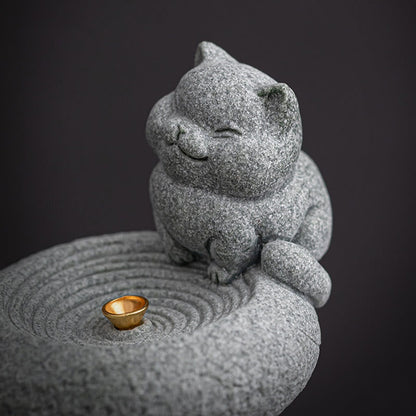 Mythstone Cute Lazy Standing Cat Healing Incense Burner Desk Decoration