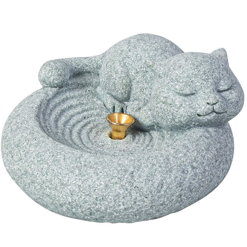 Mythstone Cute Lazy Standing Cat Healing Incense Burner Desk Decoration