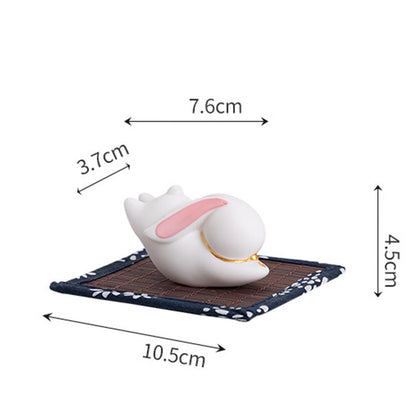 Mythstone Flying Rabbit Bamboo Mat Healing Ceramic Incense Burner Desk Decoration