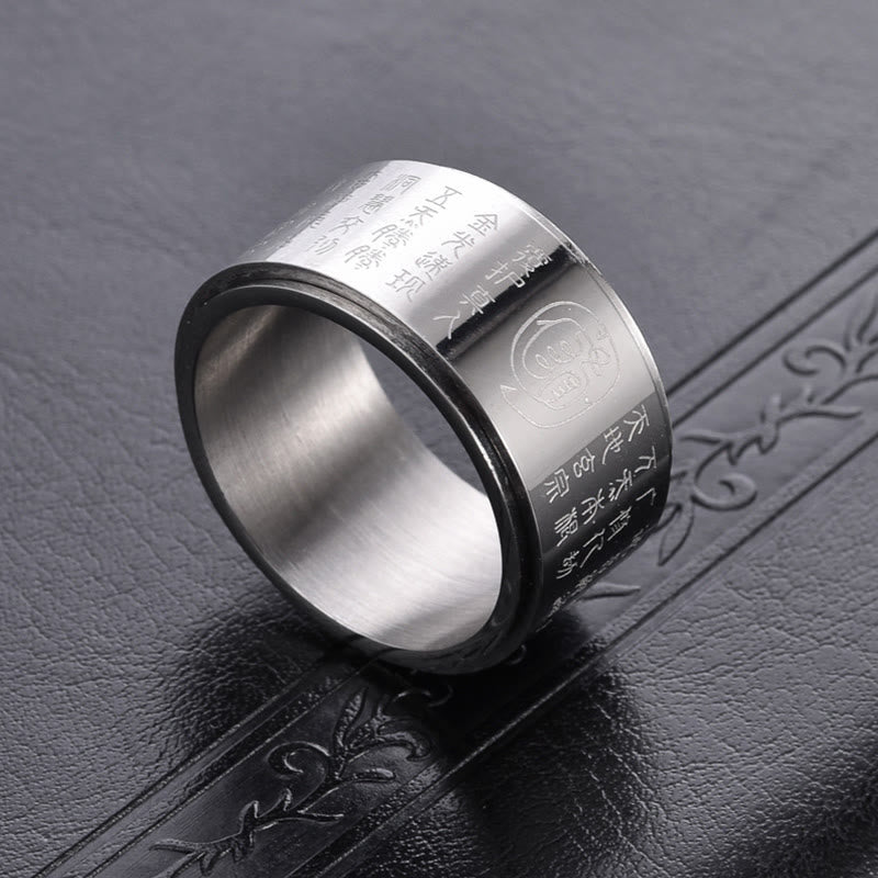 Mythstone Tibetan Golden Light Mantra Titanium Steel Smooth Surface Spinner Balance Ring