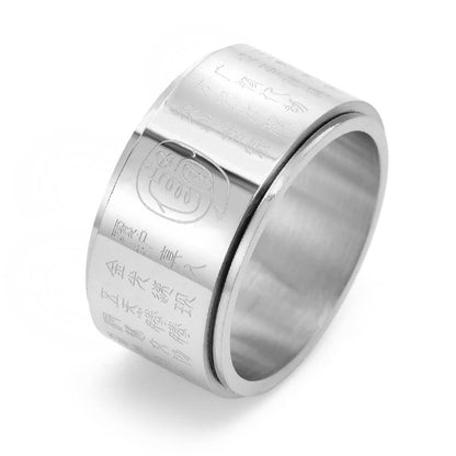 Mythstone Tibetan Golden Light Mantra Titanium Steel Smooth Surface Spinner Balance Ring