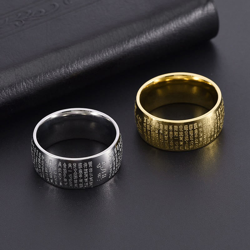 Mythstone Tibetan Seal Heart Sutra Titanium Steel Balance Ring