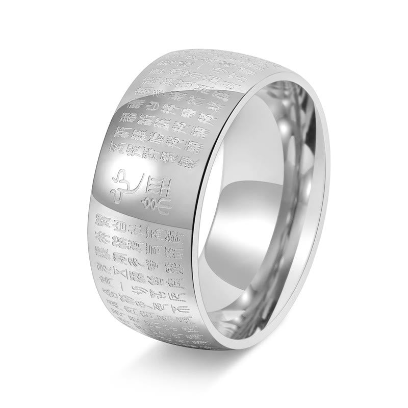 Mythstone Tibetan Seal Heart Sutra Titanium Steel Balance Ring