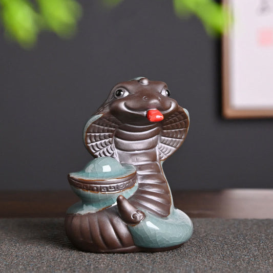 Mythstone Year Of The Snake Ingot Fu Character Ceramic Home Decoration