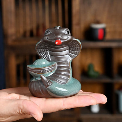 Mythstone Year Of The Snake Ingot Fu Character Ceramic Home Decoration