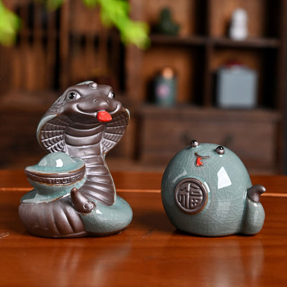 Mythstone Year Of The Snake Ingot Fu Character Ceramic Home Decoration