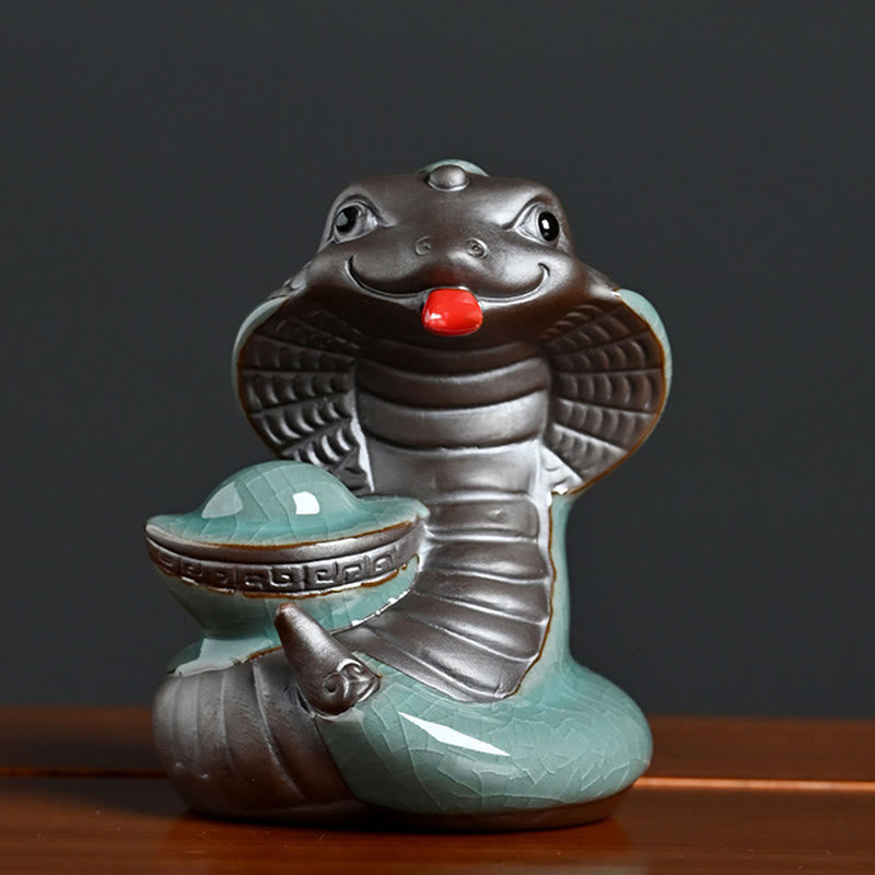 Mythstone Year Of The Snake Ingot Fu Character Ceramic Home Decoration