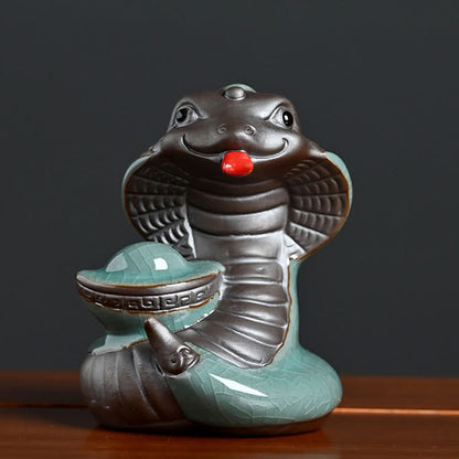 Mythstone Year Of The Snake Ingot Fu Character Ceramic Home Decoration