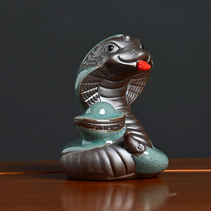 Mythstone Year Of The Snake Ingot Fu Character Ceramic Home Decoration