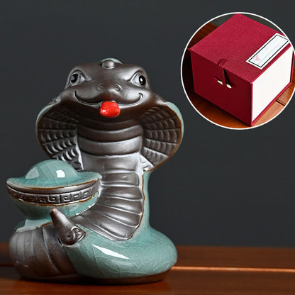 Mythstone Year Of The Snake Ingot Fu Character Ceramic Home Decoration