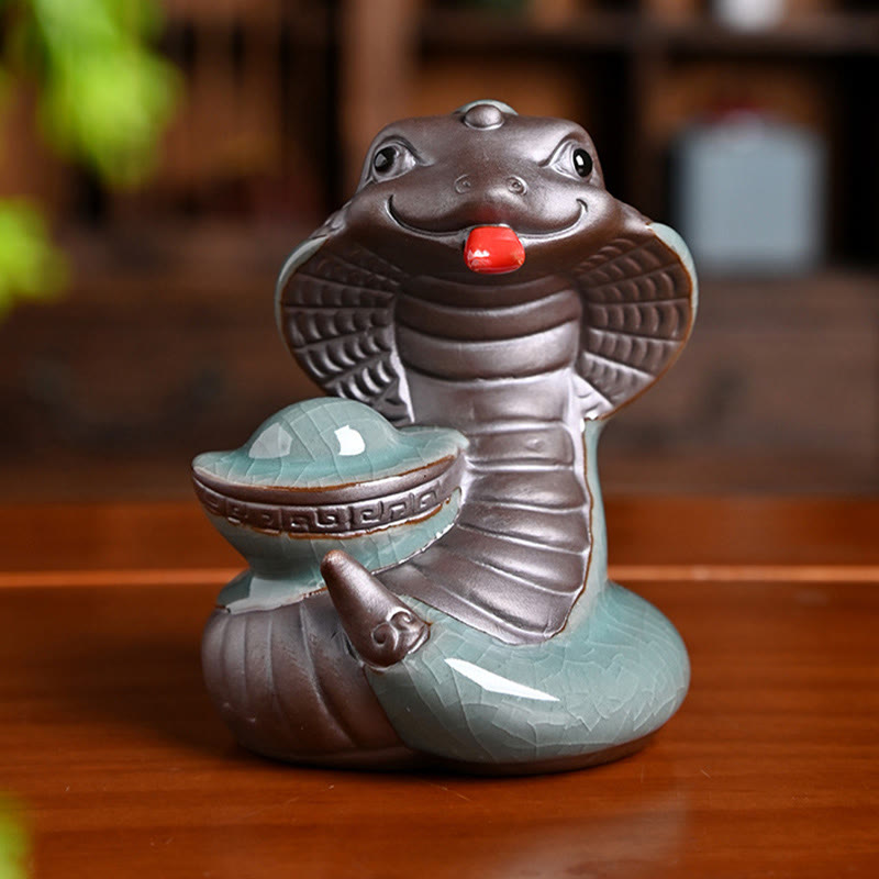 Mythstone Year Of The Snake Ingot Fu Character Ceramic Home Decoration