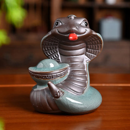 Mythstone Year Of The Snake Ingot Fu Character Ceramic Home Decoration