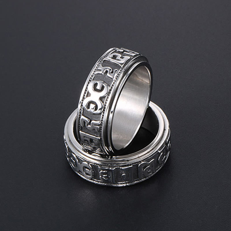 Mythstone Tibetan Om Mani Padme Hum Titanium Steel Spinner Balance Ring