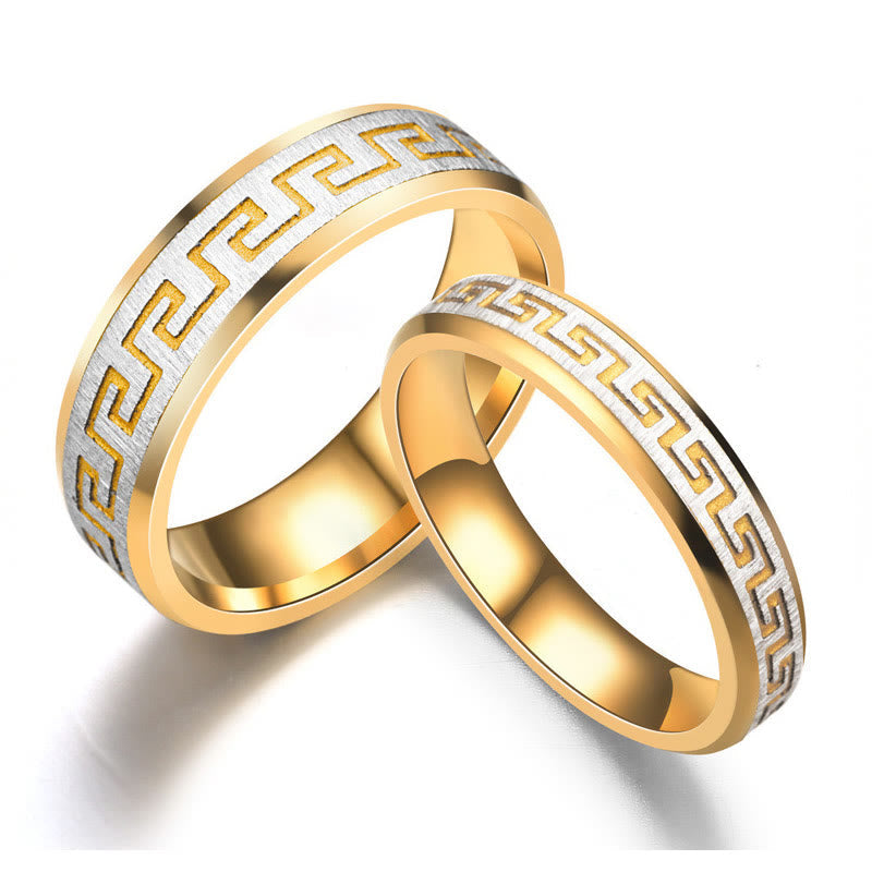 Mythstone Tibetan Great Wall Pattern Titanium Steel Balance Ring