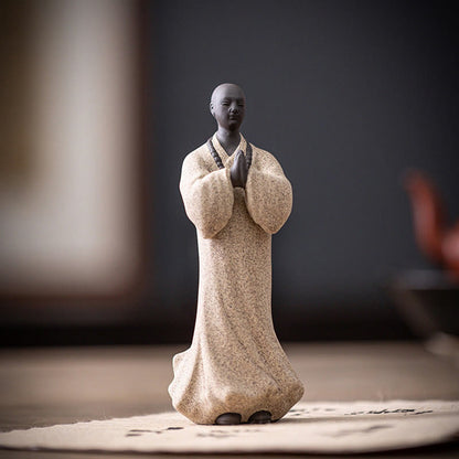 Mythstone Meditating Praying Monk Figure Ceramic Compassion Serenity Home Decoration